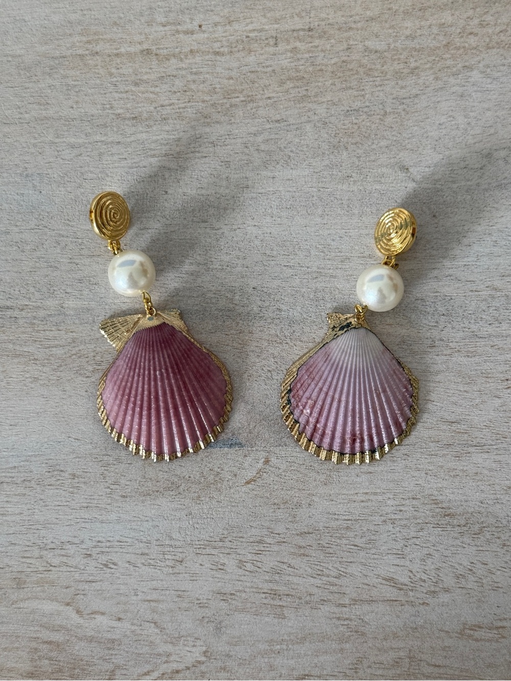Handmade Real Seashell Statement Earrings
